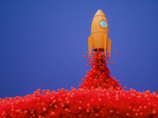 A rocket blasting off.